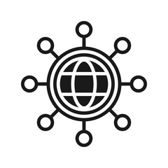 World tech icon, Network globe, biotechnology symbol