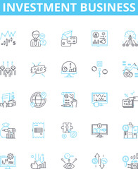 Investment business vector line icons set. Investment, Business, Finance, Stock, Trading, Profits, Returns illustration outline concept symbols and signs