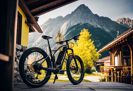 E Bike In Austria. Ebike Cycling. Generative AI