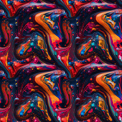 Fototapeta premium Seamless pattern of purple gradient liquid oil paints. Generative AI.