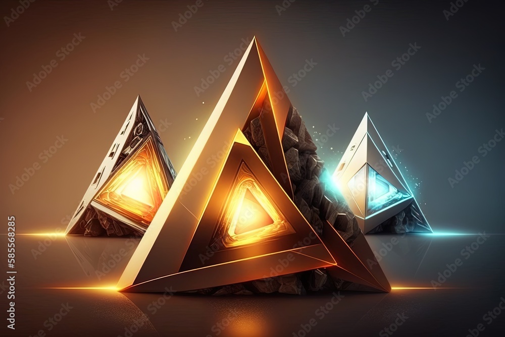 Poster trendy triangle sci-fi techno lights from the future generative ai