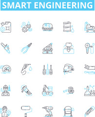 Smart engineering vector line icons set. engineer, smart, engineering, intelligent, automation, electronics, networking illustration outline concept symbols and signs