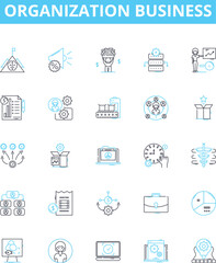 Organization business vector line icons set. Company, Management, Business, Profit, Structure, Operation, Process illustration outline concept symbols and signs