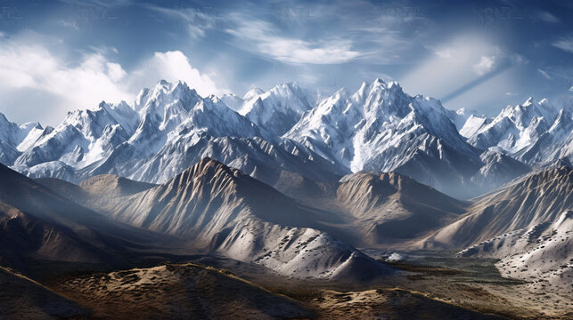 landscape with snowy mountains generative ai