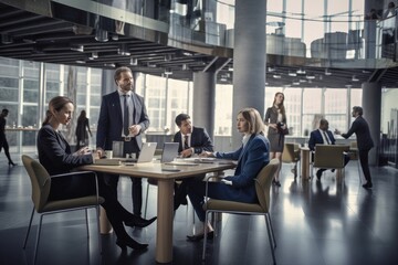 Group of multiethnic business people portrait in the office Generative AI