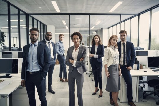 Group of multiethnic business people portrait in the office Generative AI