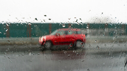 raindrops on a car glass
