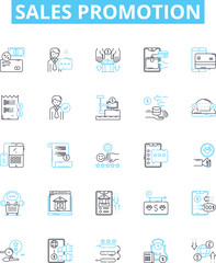 Sales promotion vector line icons set. Discounts, Deals, Offers, Coupons, Giveaways, Samples, Freebies illustration outline concept symbols and signs