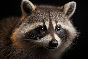 Naklejka na ściany i meble Generative AI. Portrait of a brown raccoon