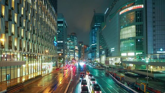 雨の梅田のタイムラプス動画　