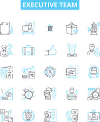 Executive team vector line icons set. Executive, Team, Leaders, Executives, Managers, Group, Board illustration outline concept symbols and signs
