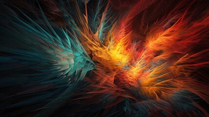 Fototapeta na wymiar Energetic 3D abstract background featuring vibrant colors, dynamic shapes, and a pulsating rhythm. A lively and captivating visual experience for any creative project.