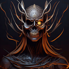 Fototapeta premium Metal Fire Skull Series Image by okanfx. Generative AI