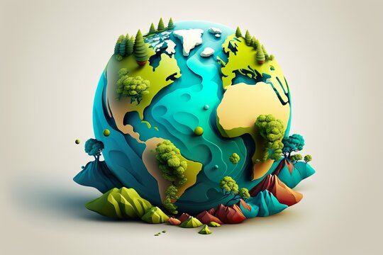 3D Earth globe realistic illustration, Vector low poly earth illustration,Planet Earth globe 3d rendering, GENERATIVE AI