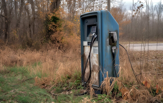 Old Abandoned Electric Car Charger Generative AI