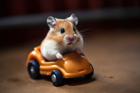 Hamster Driving a Toy Car Generative AI