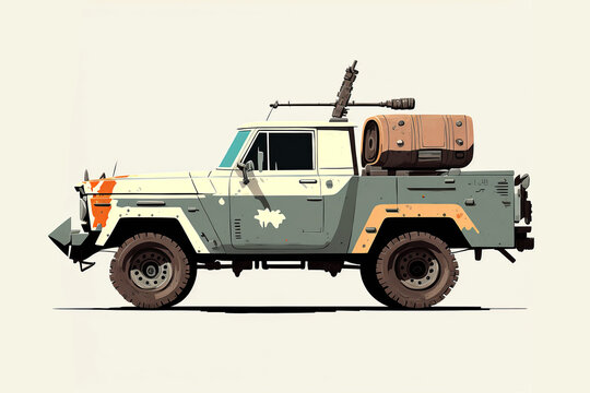 Illustration of an Armored Pickup Truck Generative AI