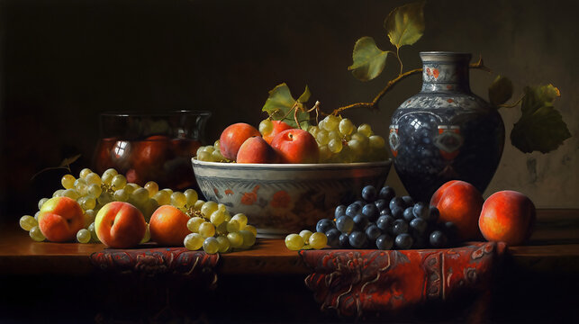 Still Life Oil Painting Generative AI