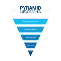 Pyramid Infographic, funnel pyramid business infographic with 5 charts. Template can be edited, recolored, editable. EPS Vector	