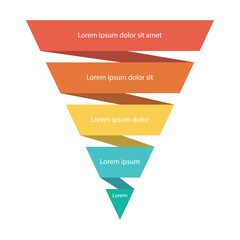 Pyramid Infographic, funnel pyramid business infographic with 5 charts. Template can be edited, recolored, editable. EPS Vector	