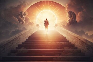 Fototapeta na wymiar Stairs leading to the gates of heaven. God is great. Generative AI