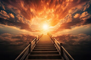 Fototapeta premium Stairs leading to the gates of heaven. High quality generative AI