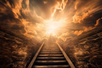 Stairs leading to the gates of heaven. Generative AI