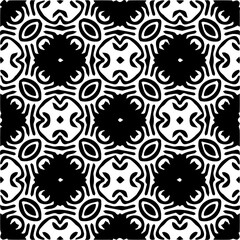 Grunge background with abstract shapes. Black and white texture. Seamless monochrome repeating pattern  for decor, fabric, cloth.
