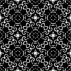 Grunge background with abstract shapes. Black and white texture. Seamless monochrome repeating pattern  for decor, fabric, cloth.