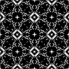 Grunge background with abstract shapes. Black and white texture. Seamless monochrome repeating pattern  for decor, fabric, cloth.