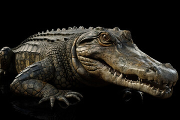Obraz premium crocodile isolated black background