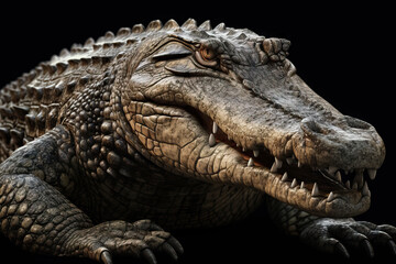 Obraz premium crocodile isolated black background