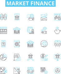 market finance vector line icons set. Finance, Markets, Investing, Trading, Securities, Bonds, Stocks illustration outline concept symbols and signs