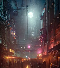 Cyberpunk Steampunk Cityscape