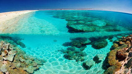 Crystal clear turquoise blue water of the Ningaloo Reef, Western Australia