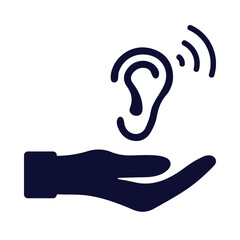 Obraz premium Ear, audiology, hand, care, ear care icon