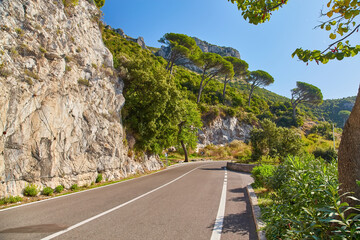 roadway along the Amalfi Coast in Italy.