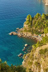 Breathtaking panoramic view from Conca dei Marini along the main road of the Amalfi Coast.