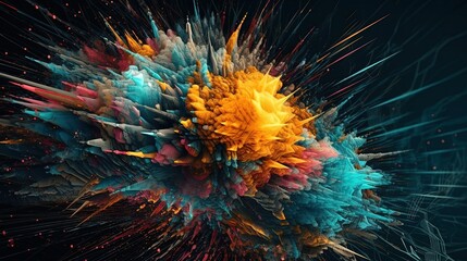 Energetic 3D abstract background featuring vibrant colors, dynamic shapes, and a pulsating rhythm. A lively and captivating visual experience for any creative project.