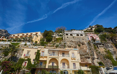 Obraz premium Landscape with Positano town at famous amalfi coast, Italy