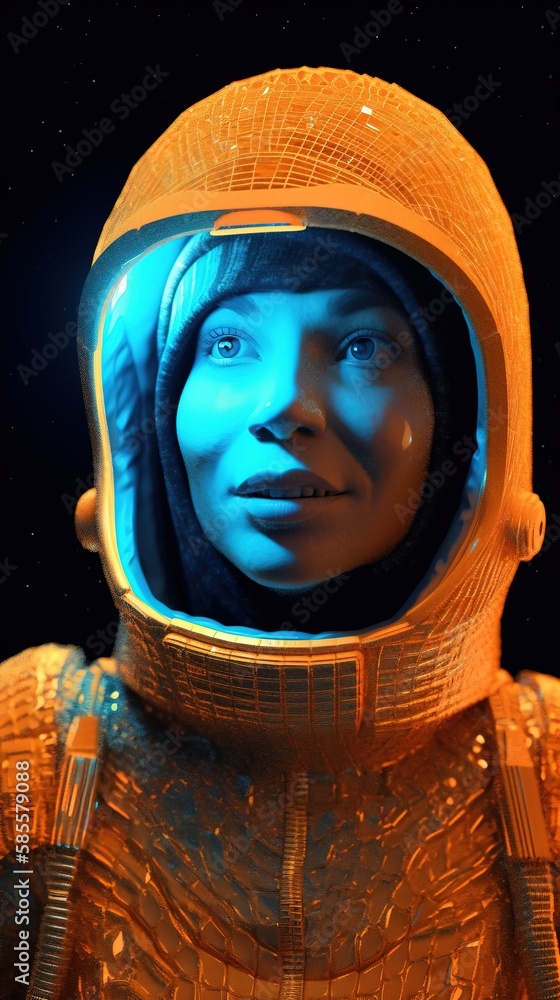 Wall mural portrait of an astronaut in a spacesuit. high-tech astronaut from the future. generative ai art.