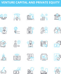 Fototapeta na wymiar Venture capital and private equity vector line icons set. Venture, Capital, Private, Equity, Investing, Financing, Investors illustration outline concept symbols and signs