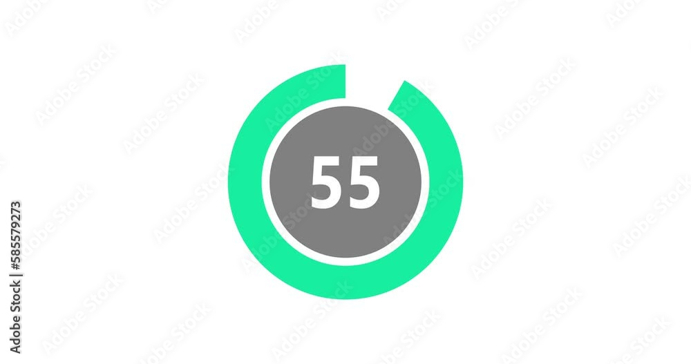 Wall mural countdown timer from 60 to 0 seconds realtime. modern flat design of countdown animation on white ba