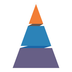Pyramid Infographic, funnel pyramid business infographic with 3 charts. Template can be edited, recolored, editable. EPS Vector