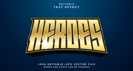 Editable text style effect - Heroes text style theme.