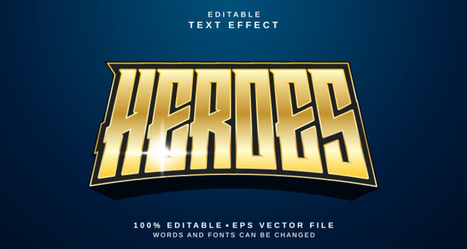 Editable text style effect - Heroes text style theme.
