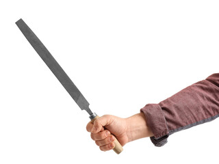 Worker with file on white background