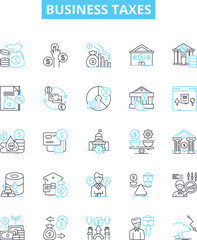 Fototapeta na wymiar Business taxes vector line icons set. Taxes, Business, Filing, Deductions, Returns, Liabilities, Employer illustration outline concept symbols and signs