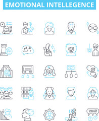 Emotional intellegence vector line icons set. Self-awareness, Empathy, Interpersonal, Awareness, Perspective, Sensitivity, Skill illustration outline concept symbols and signs