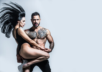 Sexy moments. Romantic couple in love dating. Man embracing woman in the tender passion. Sexy couple in sensual love. Foreplay and love games of sexy couple. Sexy seduction. Erotic people concept.